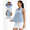 G Gradual Women’s Golf Shirt Racerback Tank Zip Up Athletic Sleeveless Top Tennis Pickleball Cooling Polo Shirts Lightweight(Heather Grey Blue)