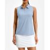 G Gradual Women’s Golf Shirt Racerback Tank Zip Up Athletic Sleeveless Top Tennis Pickleball Cooling Polo Shirts Lightweight(Heather Grey Blue)