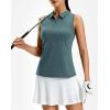 G Gradual Women’s Golf Shirt Racerback Tank Zip Up Athletic Sleeveless Top Tennis Pickleball Cooling Polo Shirts Lightweight(Heather Grey Sage)