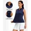 G Gradual Women’s Golf Shirt Racerback Tank Zip Up Athletic Sleeveless Top Tennis Pickleball Cooling Polo Shirts Lightweight(Heather Navy)