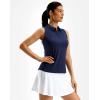 G Gradual Women’s Golf Shirt Racerback Tank Zip Up Athletic Sleeveless Top Tennis Pickleball Cooling Polo Shirts Lightweight(Heather Navy)