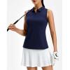 G Gradual Women’s Golf Shirt Racerback Tank Zip Up Athletic Sleeveless Top Tennis Pickleball Cooling Polo Shirts Lightweight(Heather Navy)