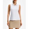 G Gradual Women’s Golf Shirt Racerback Tank Zip Up Athletic Sleeveless Top Tennis Pickleball Cooling Polo Shirts Lightweight(Heather White)