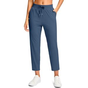 G Gradual Petite Pants for Women 24″/26″ Ankle Pants 2 Pockets Stretchy 7/8 Sweatpants for Golf Travel Athletic Casual(Dark Blue)