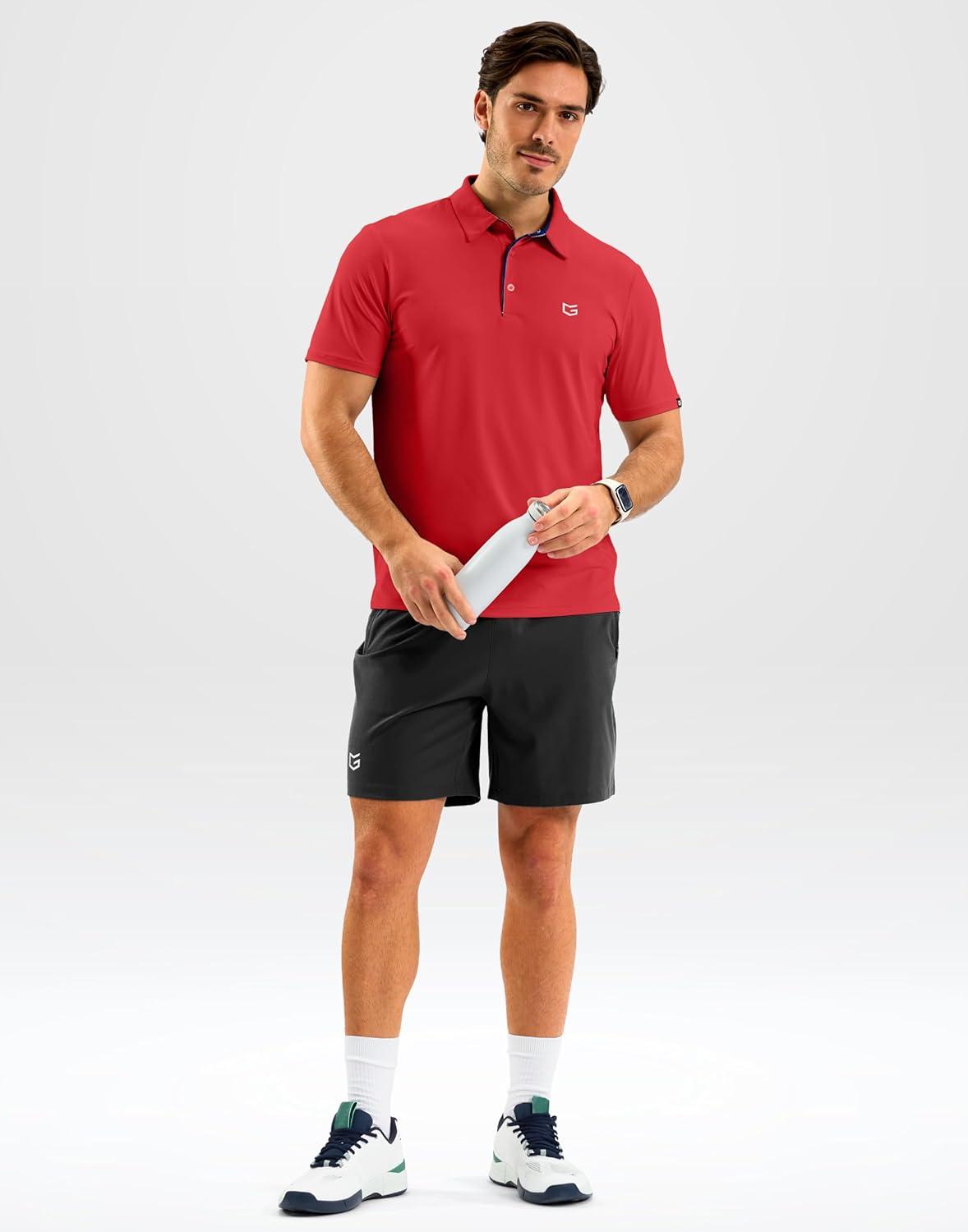 imageG Gradual Mens Athletic Polo Shirts Moisture Wicking Quick Dry Sport Polos Short Sleeve Golf ShirtRed