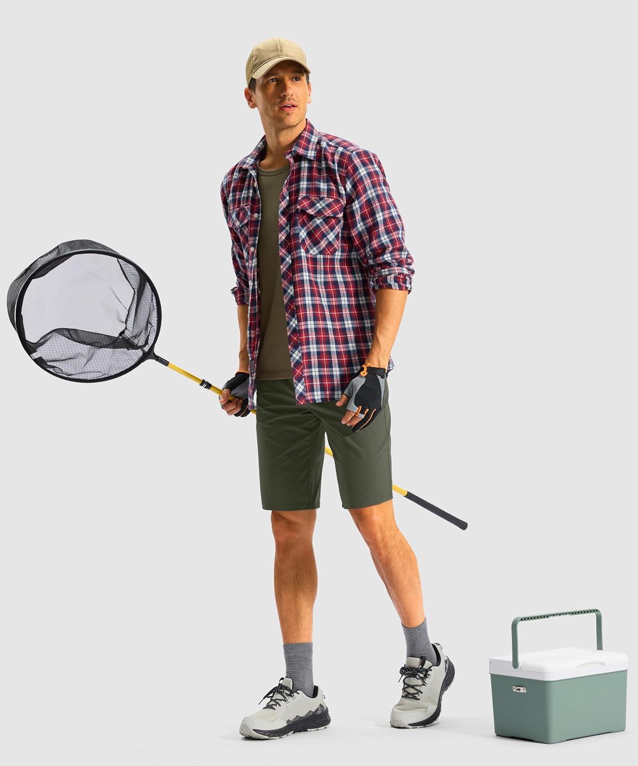 imageG Gradual Mens Casual Shorts 11 Long Lightweight Golf Shorts for Men Hiking Work Outdoor StretchArmy Green