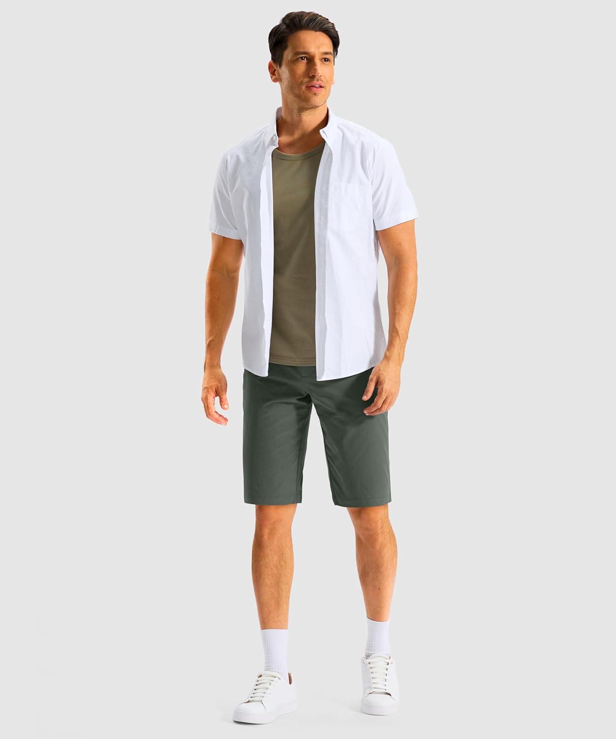 imageG Gradual Mens Casual Shorts 11 Long Lightweight Golf Shorts for Men Hiking Work Outdoor StretchGrey Green