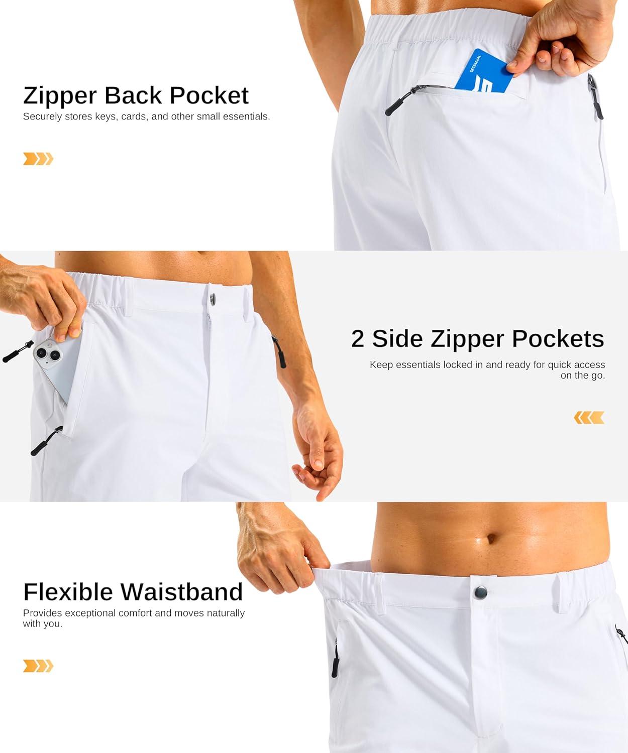 imageG Gradual Mens Casual Shorts 11 Long Lightweight Golf Shorts for Men Hiking Work Outdoor StretchWhite