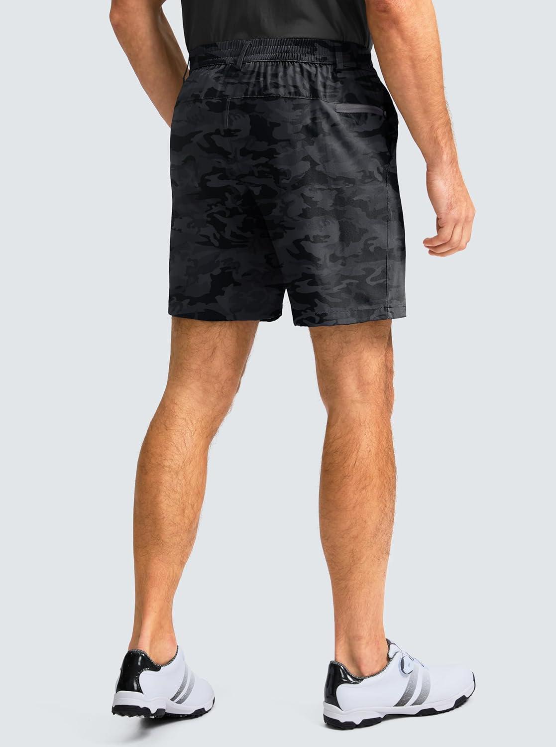 imageG Gradual Mens Casual Shorts 7 Lightweight Golf Shorts for Men Stretch with 3 Pockets Quick Dry Breathable Work ShortsBlack Camo