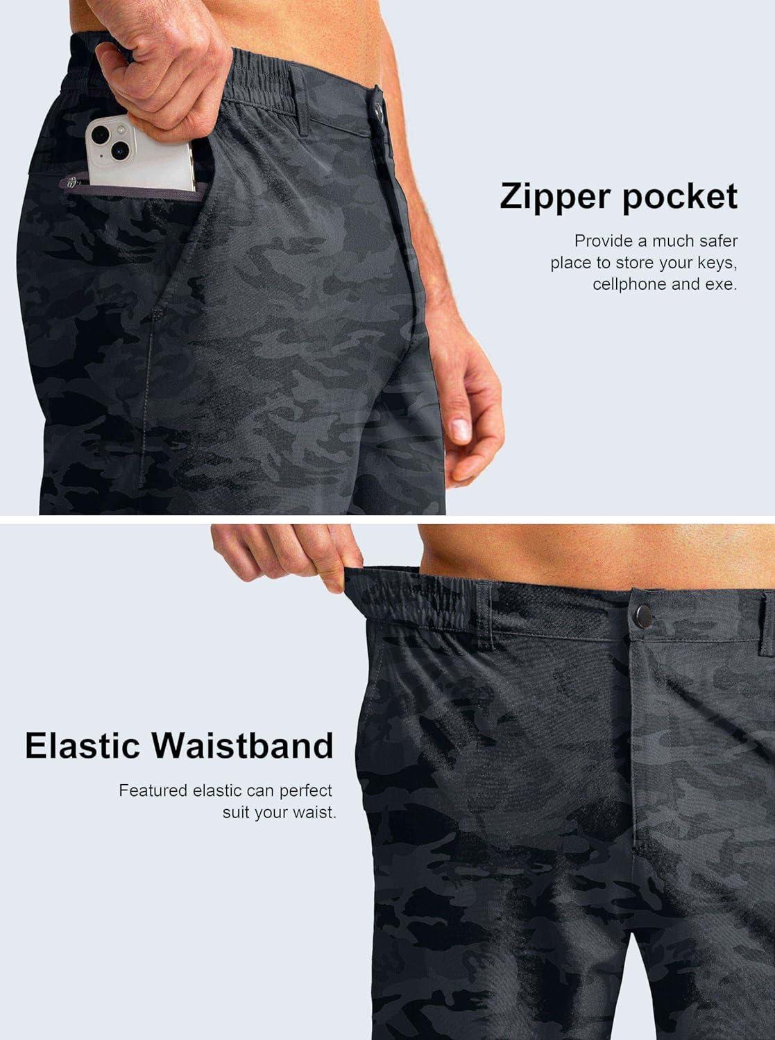 imageG Gradual Mens Casual Shorts 7 Lightweight Golf Shorts for Men Stretch with 3 Pockets Quick Dry Breathable Work ShortsBlack Camo
