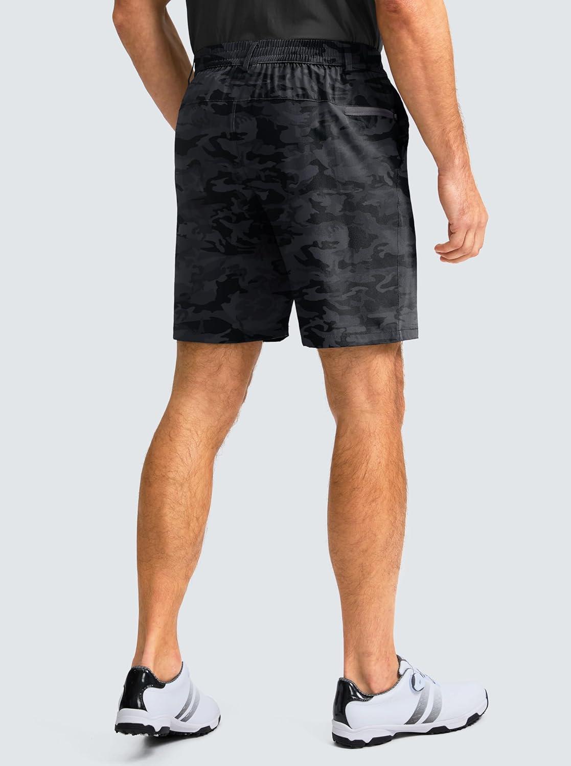 imageG Gradual Mens Casual Shorts 7 Lightweight Golf Shorts for Men Stretch with 3 Pockets Quick Dry Breathable Work ShortsBlack Camo