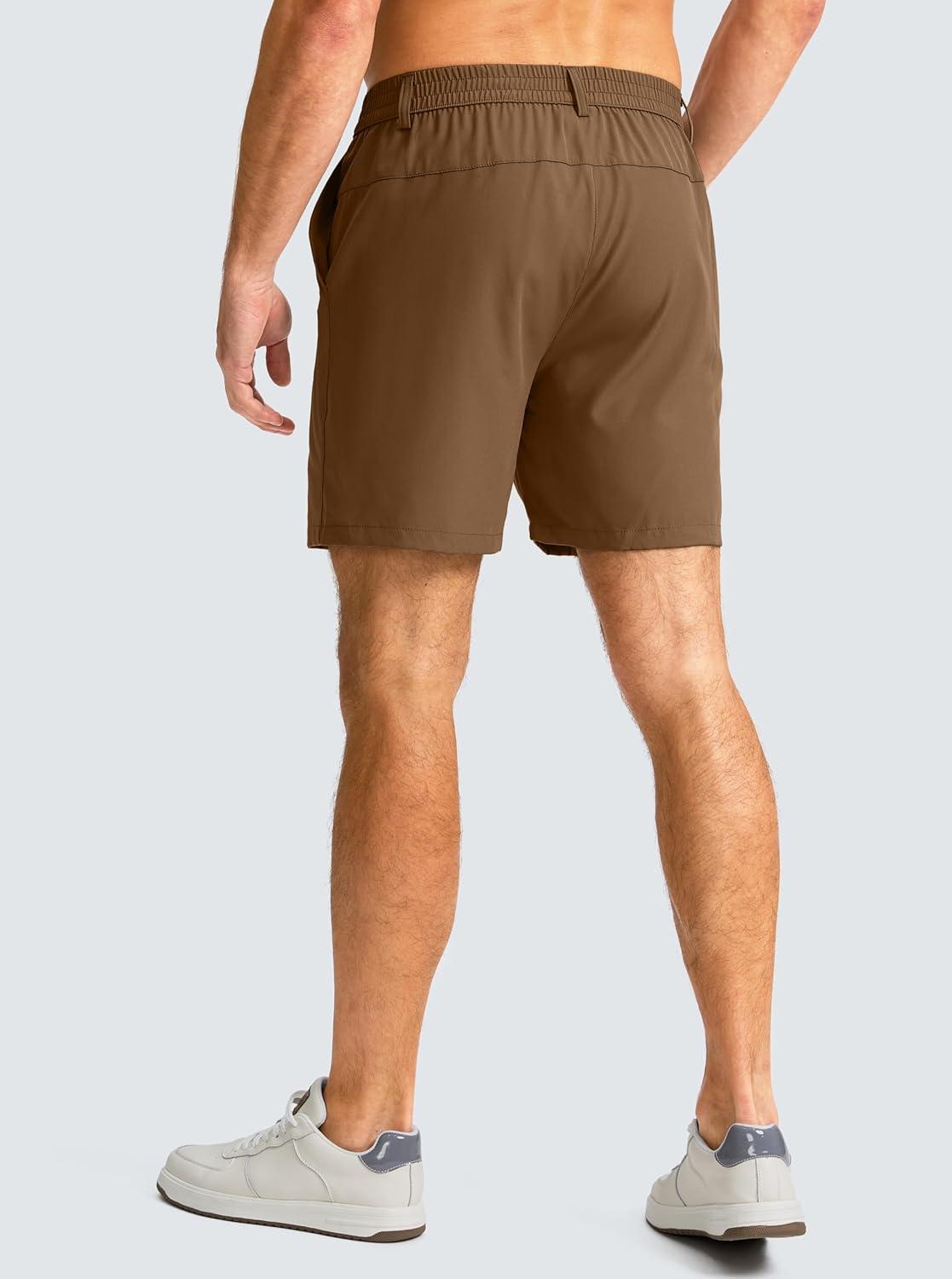 imageG Gradual Mens Casual Shorts 7 Lightweight Golf Shorts for Men Stretch with 3 Pockets Quick Dry Breathable Work ShortsBrown