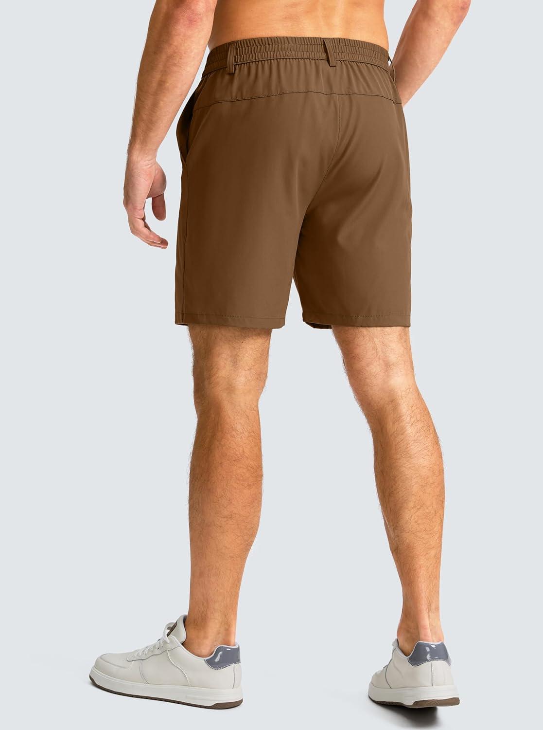 imageG Gradual Mens Casual Shorts 7 Lightweight Golf Shorts for Men Stretch with 3 Pockets Quick Dry Breathable Work ShortsBrown
