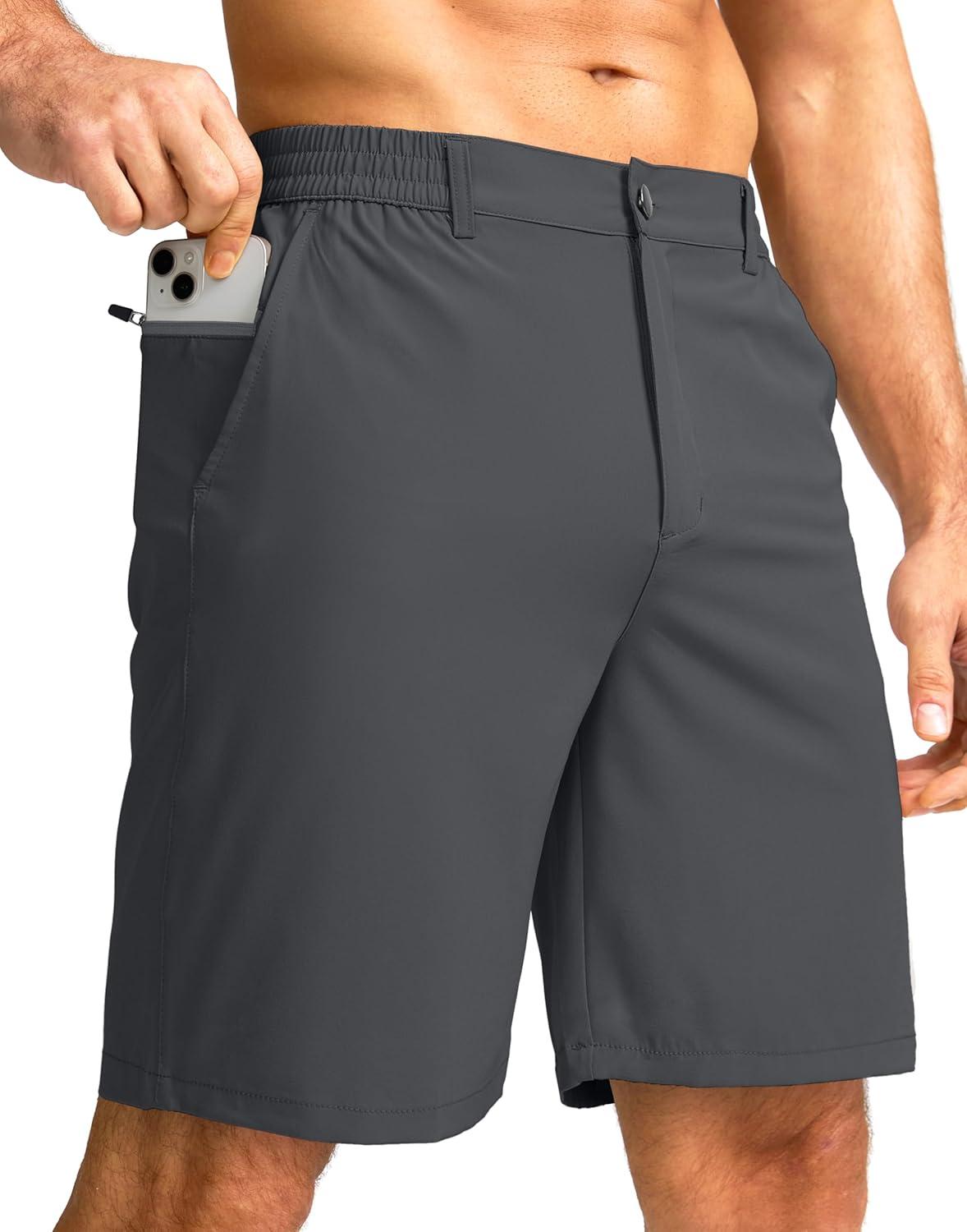 imageG Gradual Mens Casual Shorts 7 Lightweight Golf Shorts for Men Stretch with 3 Pockets Quick Dry Breathable Work ShortsDark Grey