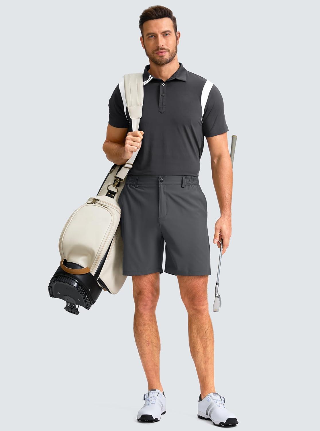 imageG Gradual Mens Casual Shorts 7 Lightweight Golf Shorts for Men Stretch with 3 Pockets Quick Dry Breathable Work ShortsDark Grey