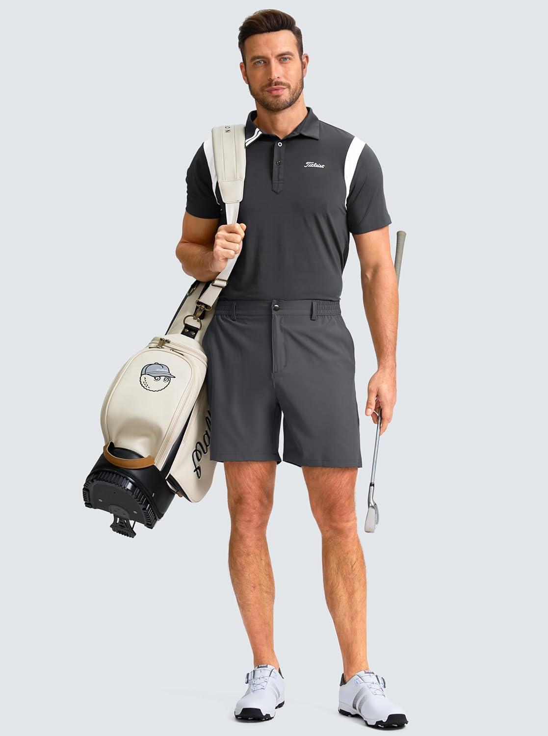 imageG Gradual Mens Casual Shorts 7 Lightweight Golf Shorts for Men Stretch with 3 Pockets Quick Dry Breathable Work ShortsDark Grey