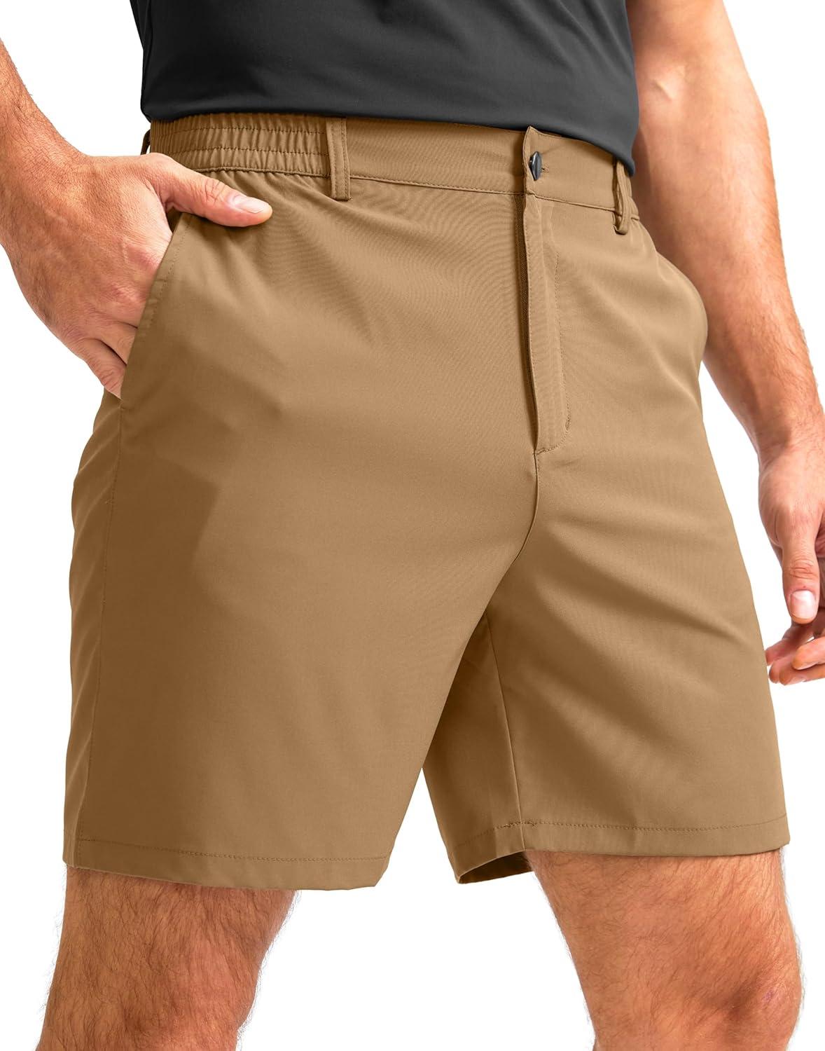 imageG Gradual Mens Casual Shorts 7 Lightweight Golf Shorts for Men Stretch with 3 Pockets Quick Dry Breathable Work ShortsDark Khaki
