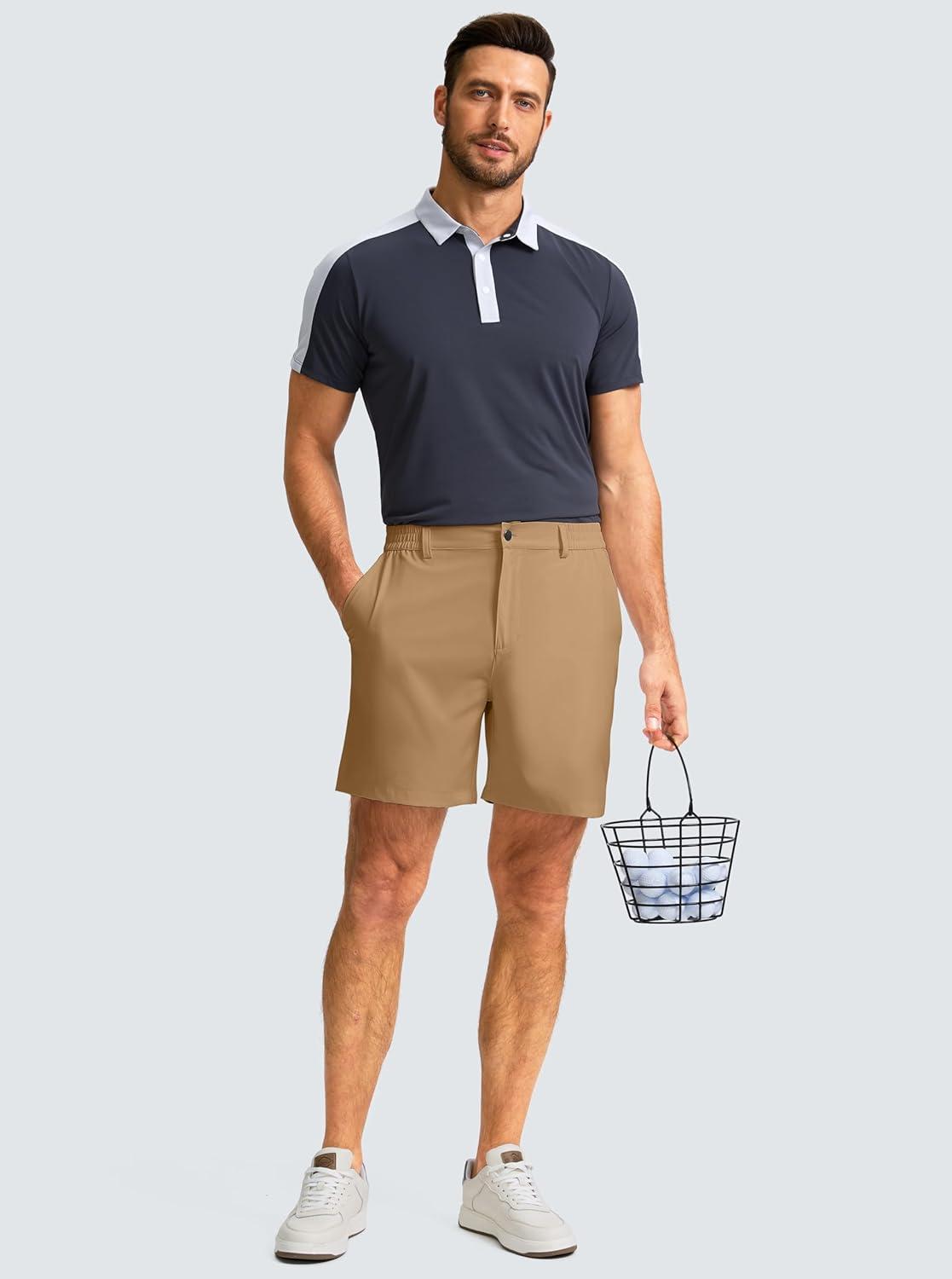 imageG Gradual Mens Casual Shorts 7 Lightweight Golf Shorts for Men Stretch with 3 Pockets Quick Dry Breathable Work ShortsDark Khaki