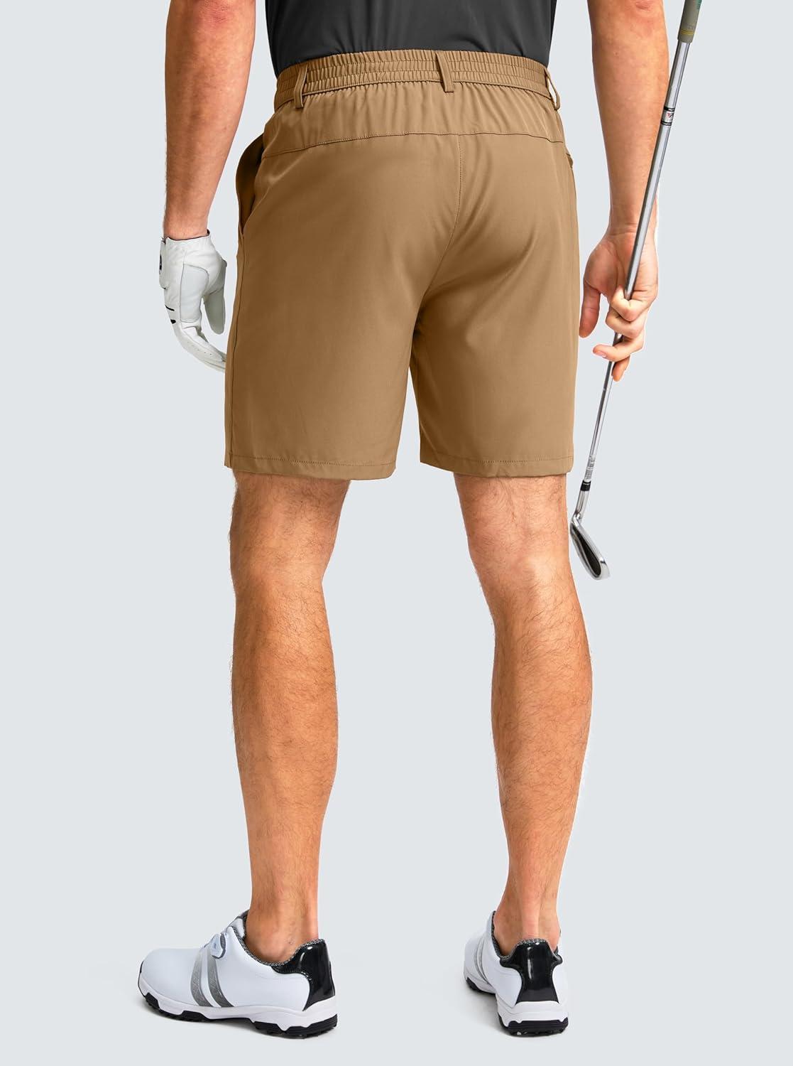 imageG Gradual Mens Casual Shorts 7 Lightweight Golf Shorts for Men Stretch with 3 Pockets Quick Dry Breathable Work ShortsDark Khaki