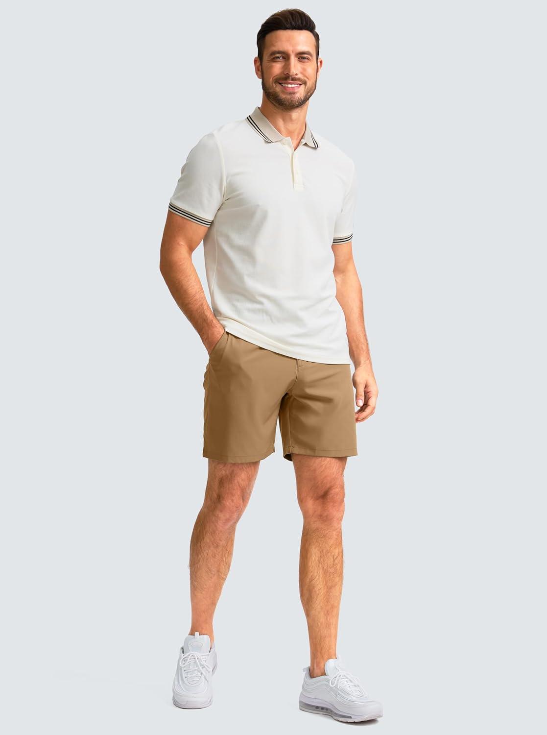 imageG Gradual Mens Casual Shorts 7 Lightweight Golf Shorts for Men Stretch with 3 Pockets Quick Dry Breathable Work ShortsDark Khaki