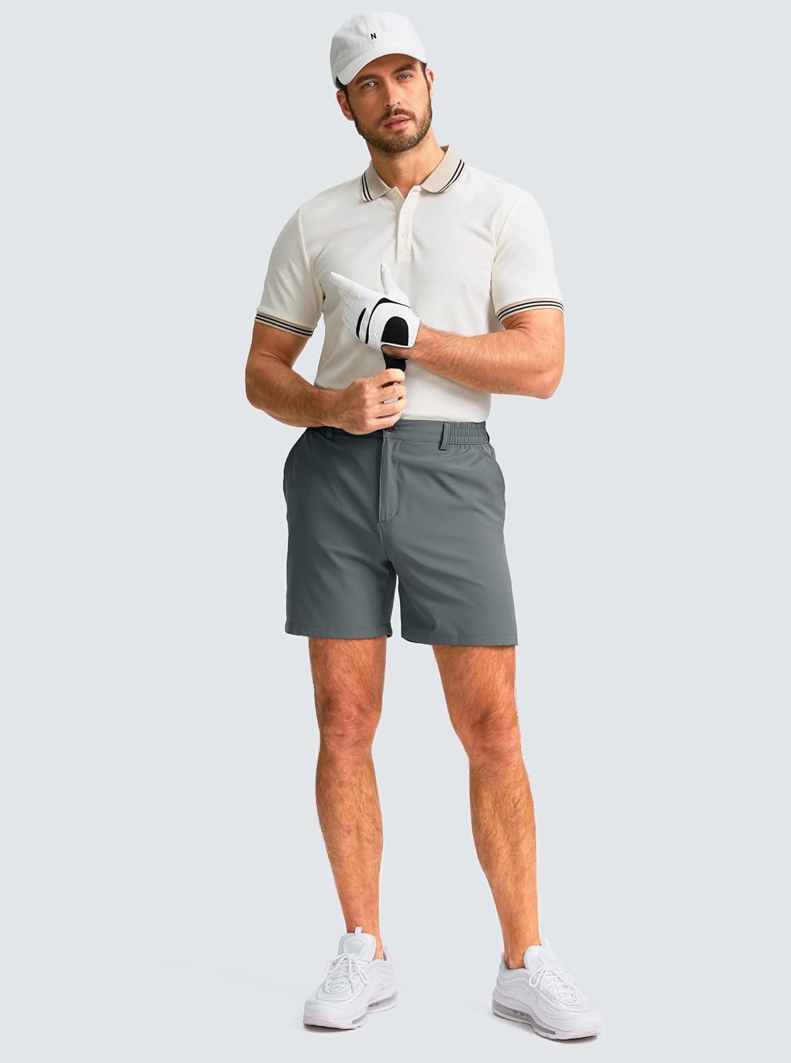 imageG Gradual Mens Casual Shorts 7 Lightweight Golf Shorts for Men Stretch with 3 Pockets Quick Dry Breathable Work ShortsDeep Grey