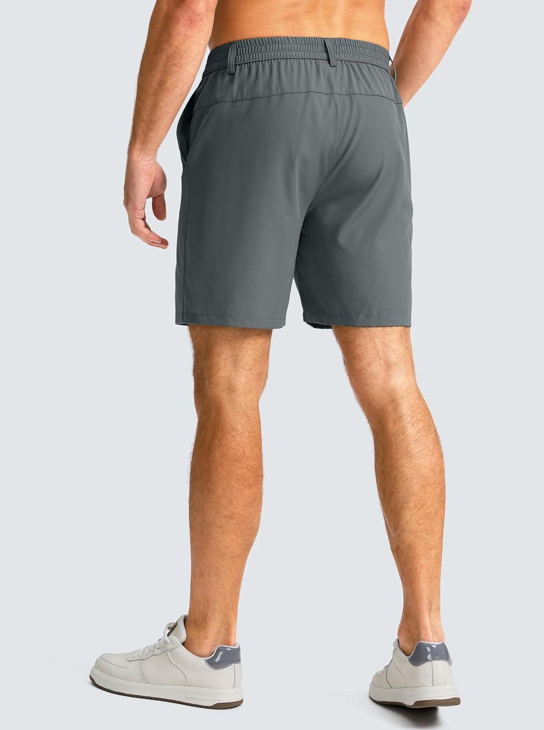 imageG Gradual Mens Casual Shorts 7 Lightweight Golf Shorts for Men Stretch with 3 Pockets Quick Dry Breathable Work ShortsDeep Grey