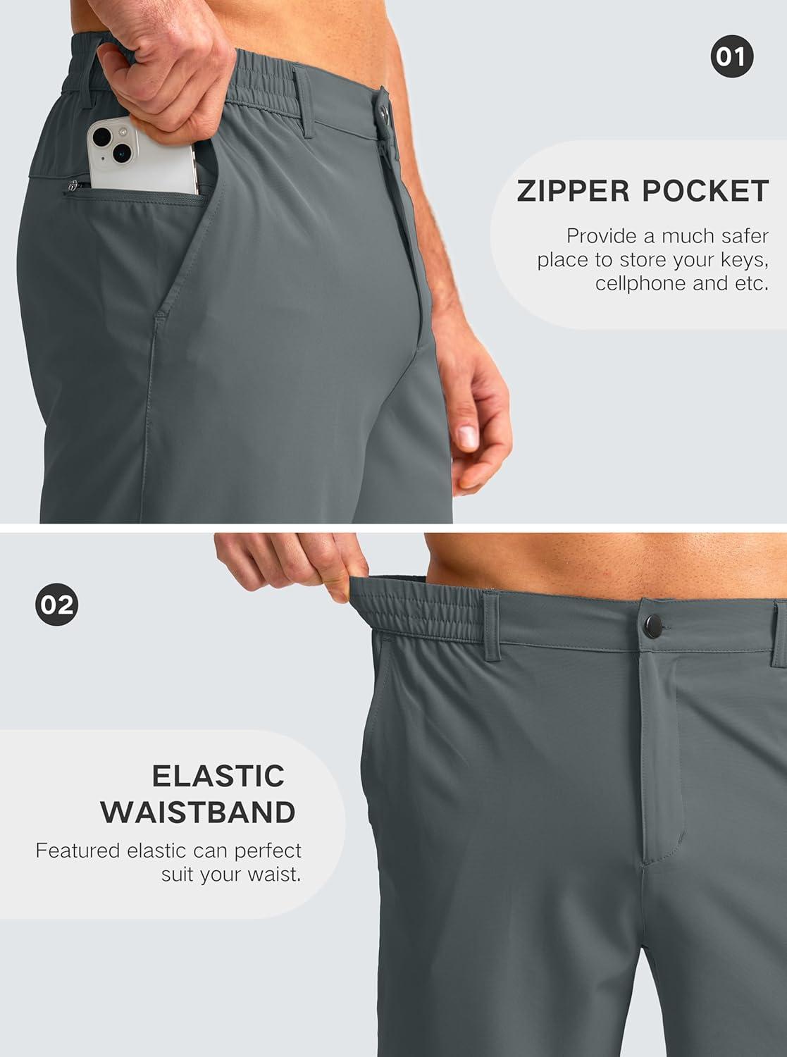 imageG Gradual Mens Casual Shorts 7 Lightweight Golf Shorts for Men Stretch with 3 Pockets Quick Dry Breathable Work ShortsDeep Grey