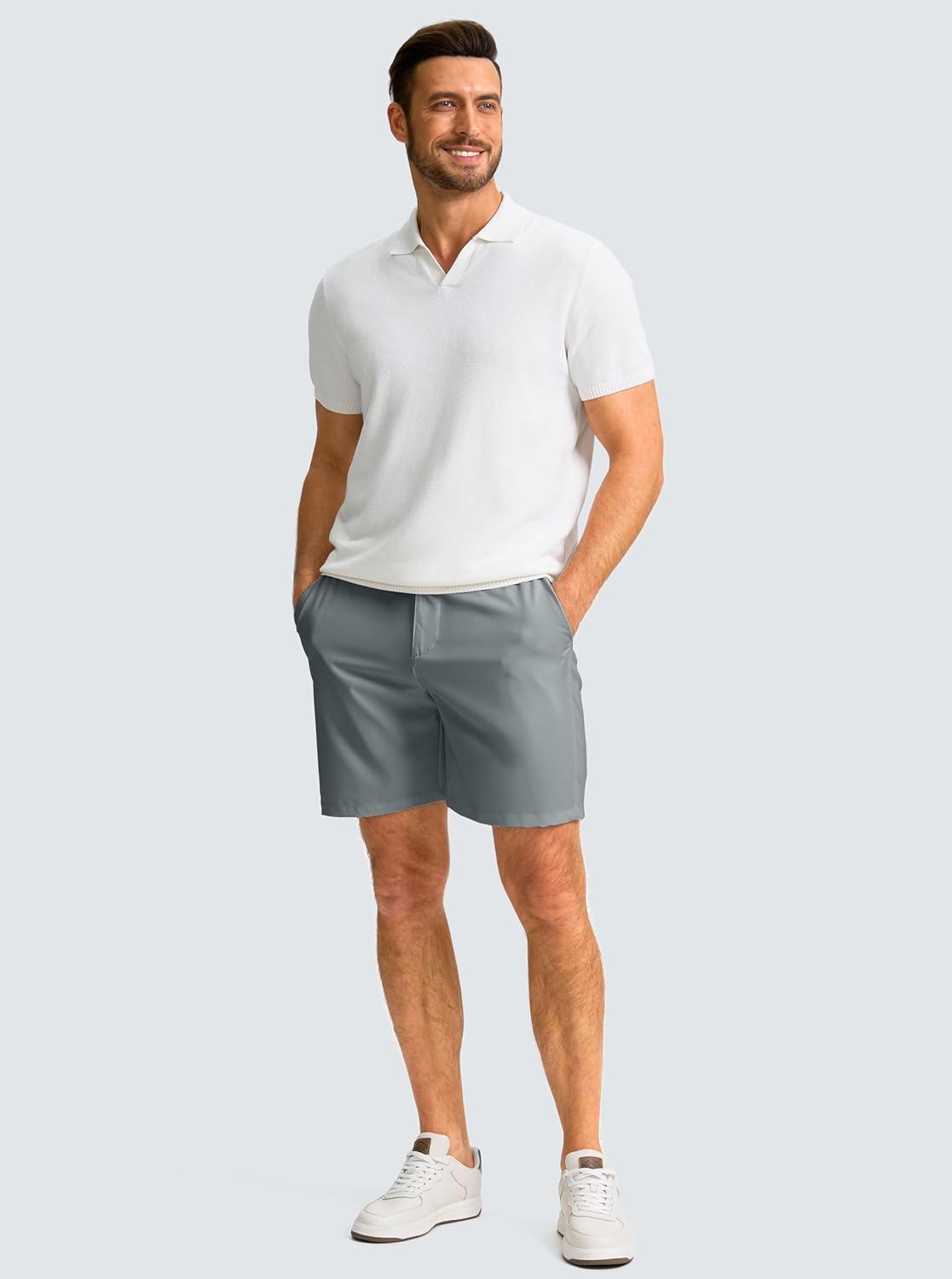 imageG Gradual Mens Casual Shorts 7 Lightweight Golf Shorts for Men Stretch with 3 Pockets Quick Dry Breathable Work ShortsDeep Grey