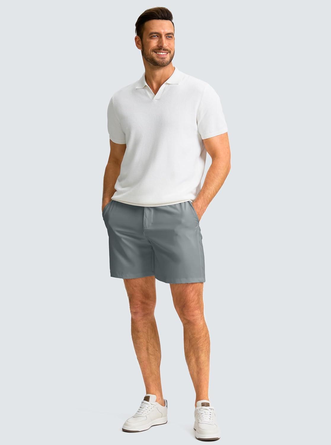 imageG Gradual Mens Casual Shorts 7 Lightweight Golf Shorts for Men Stretch with 3 Pockets Quick Dry Breathable Work ShortsDeep Grey