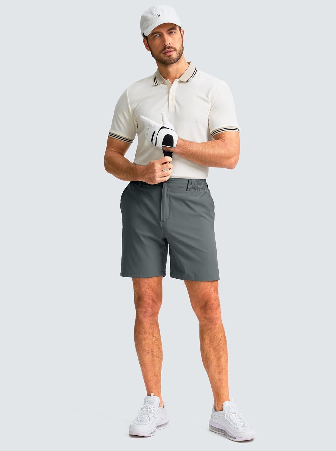 imageG Gradual Mens Casual Shorts 7 Lightweight Golf Shorts for Men Stretch with 3 Pockets Quick Dry Breathable Work ShortsDeep Grey