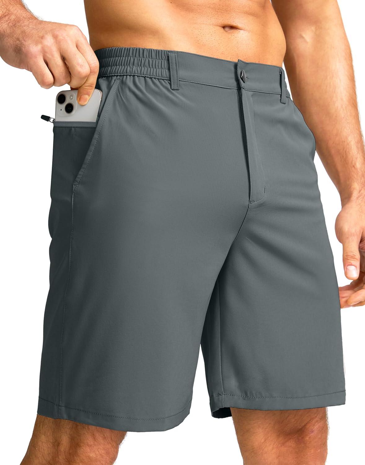 imageG Gradual Mens Casual Shorts 7 Lightweight Golf Shorts for Men Stretch with 3 Pockets Quick Dry Breathable Work ShortsDeep Grey