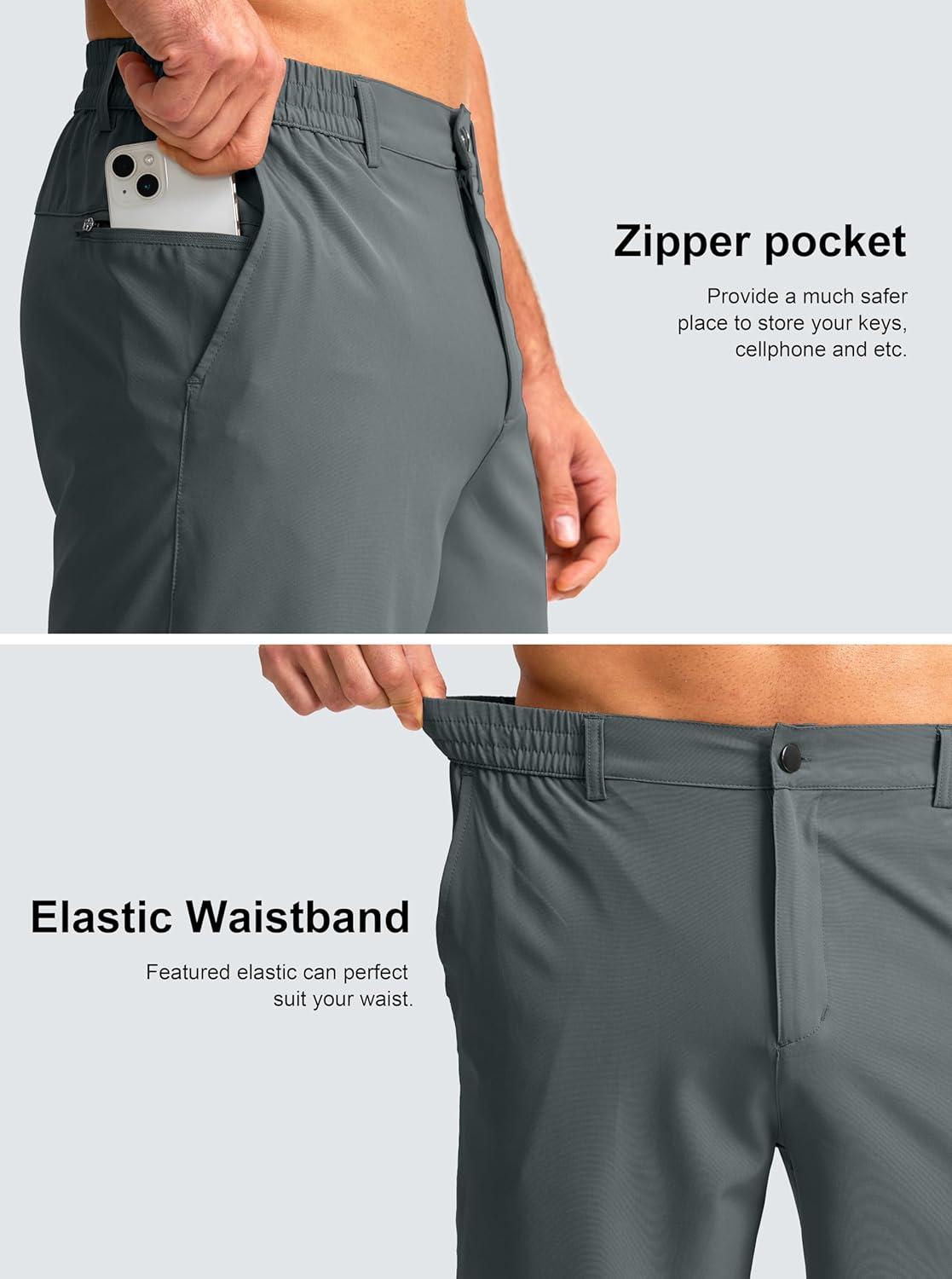 imageG Gradual Mens Casual Shorts 7 Lightweight Golf Shorts for Men Stretch with 3 Pockets Quick Dry Breathable Work ShortsDeep Grey