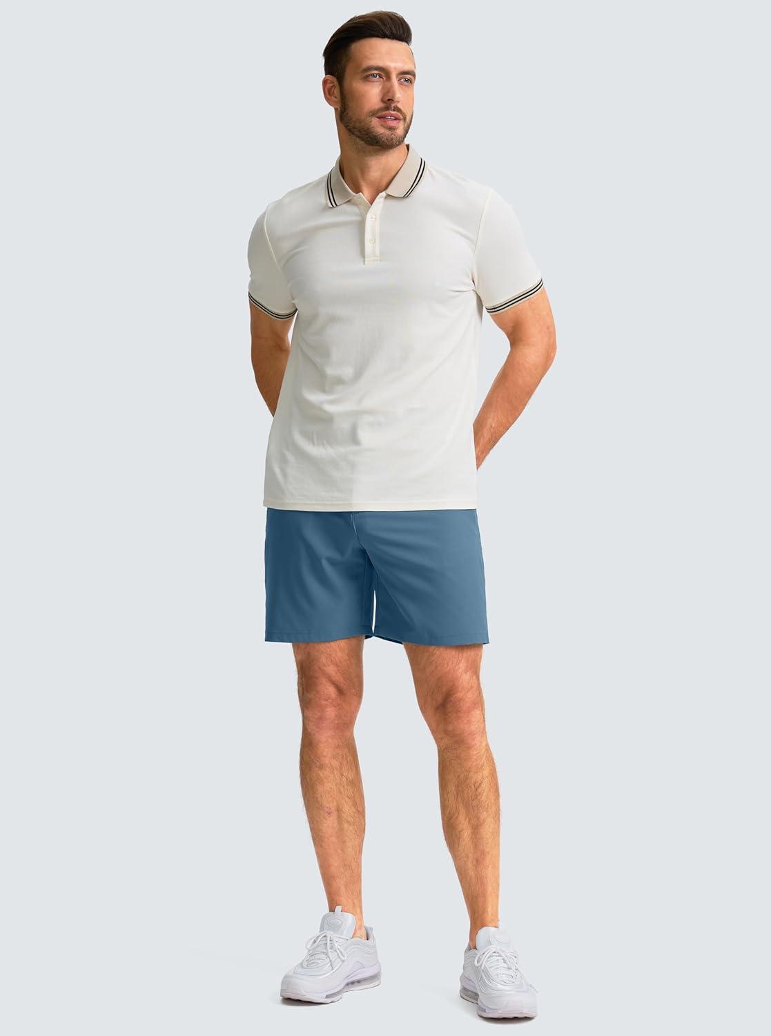 imageG Gradual Mens Casual Shorts 7 Lightweight Golf Shorts for Men Stretch with 3 Pockets Quick Dry Breathable Work ShortsDusty Blue