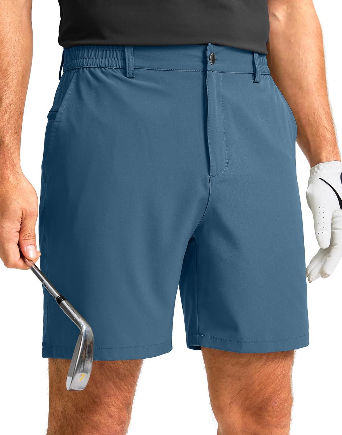 imageG Gradual Mens Casual Shorts 7 Lightweight Golf Shorts for Men Stretch with 3 Pockets Quick Dry Breathable Work ShortsDusty Blue