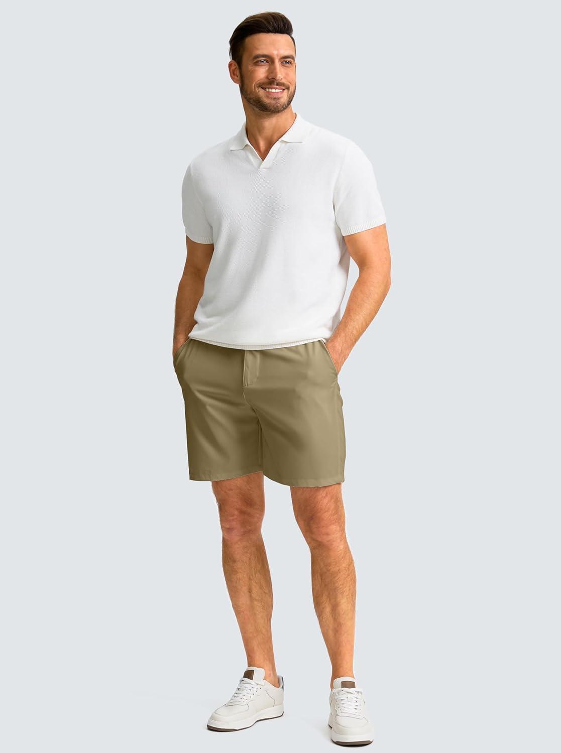 imageG Gradual Mens Casual Shorts 7 Lightweight Golf Shorts for Men Stretch with 3 Pockets Quick Dry Breathable Work ShortsDusty Khaki