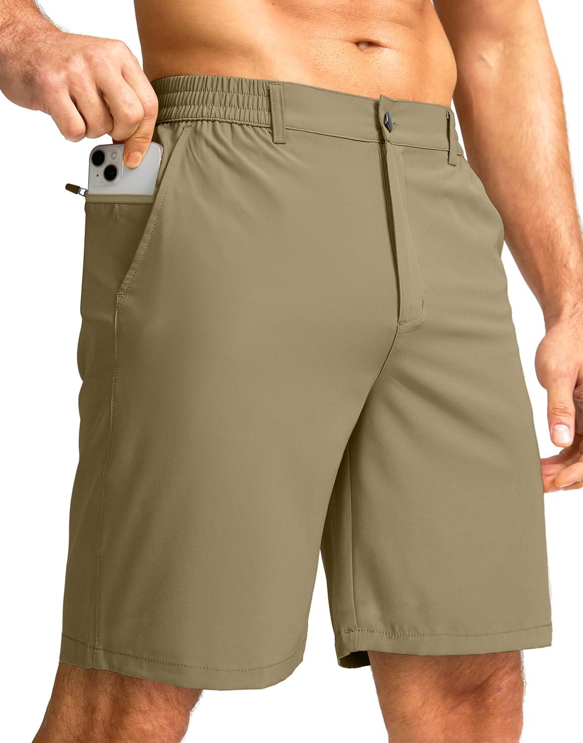imageG Gradual Mens Casual Shorts 7 Lightweight Golf Shorts for Men Stretch with 3 Pockets Quick Dry Breathable Work ShortsDusty Khaki