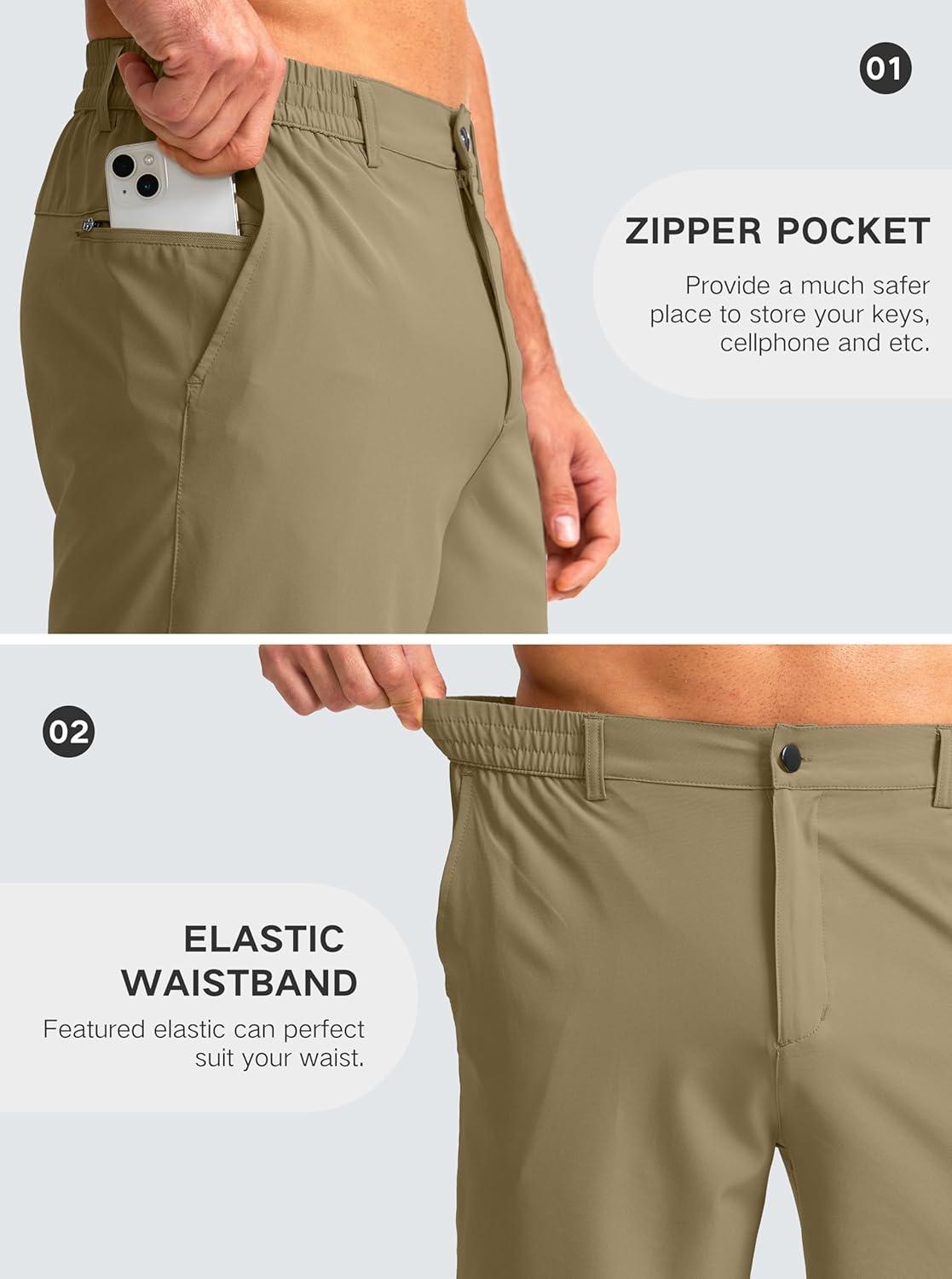imageG Gradual Mens Casual Shorts 7 Lightweight Golf Shorts for Men Stretch with 3 Pockets Quick Dry Breathable Work ShortsDusty Khaki