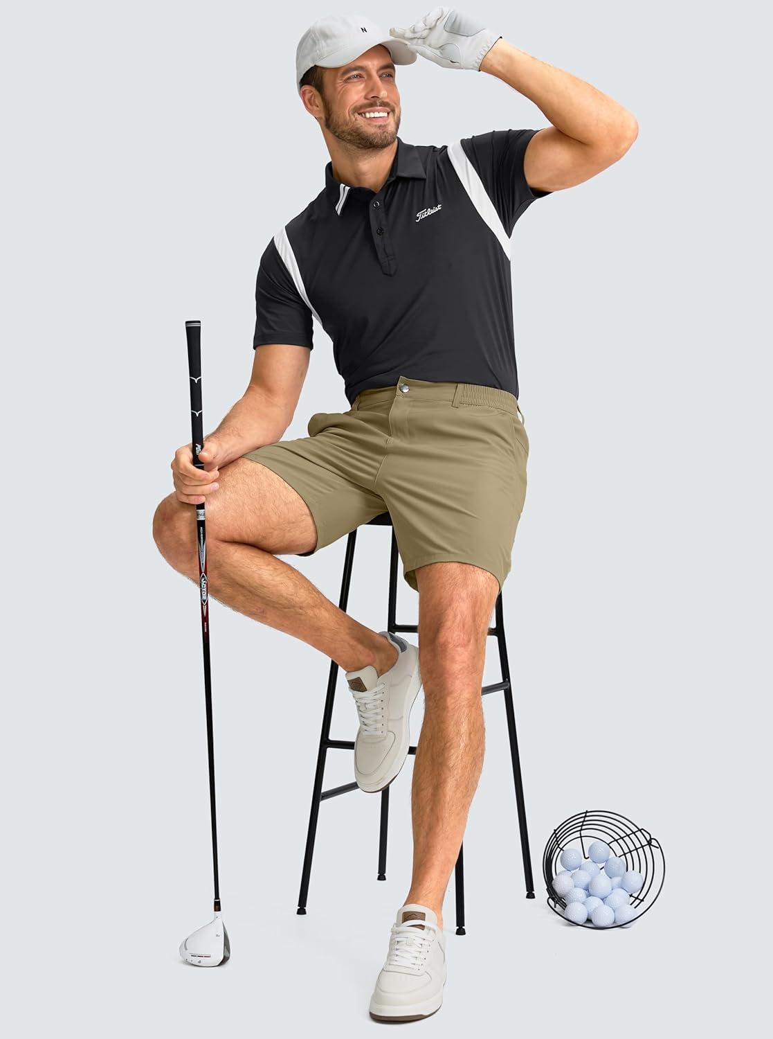 imageG Gradual Mens Casual Shorts 7 Lightweight Golf Shorts for Men Stretch with 3 Pockets Quick Dry Breathable Work ShortsDusty Khaki