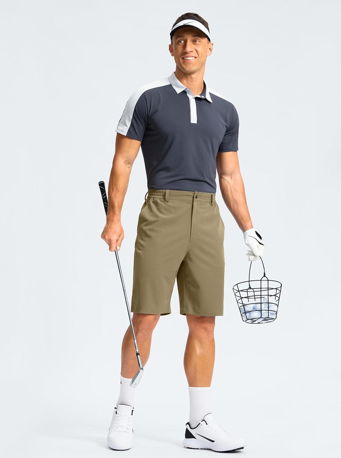 imageG Gradual Mens Casual Shorts 7 Lightweight Golf Shorts for Men Stretch with 3 Pockets Quick Dry Breathable Work ShortsDusty Khaki