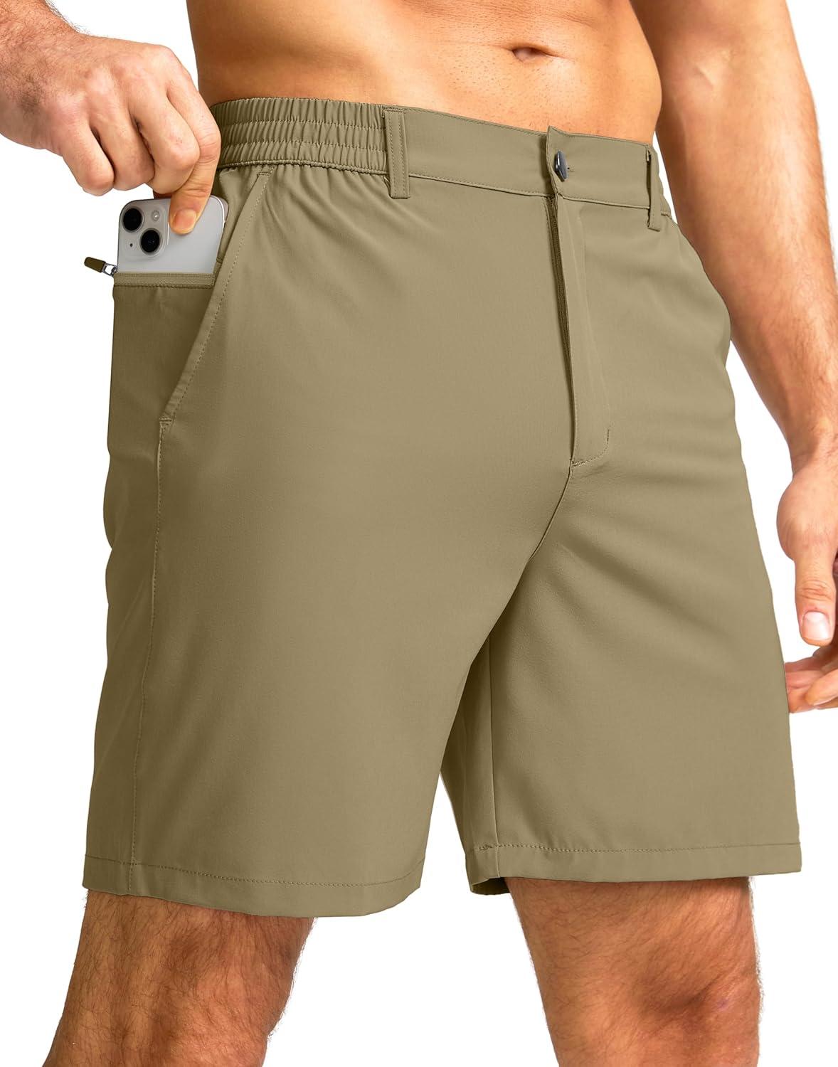 imageG Gradual Mens Casual Shorts 7 Lightweight Golf Shorts for Men Stretch with 3 Pockets Quick Dry Breathable Work ShortsDusty Khaki