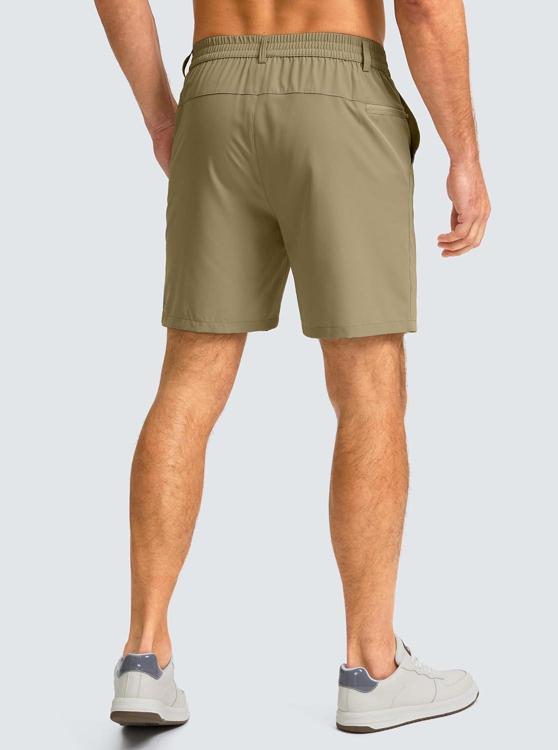 imageG Gradual Mens Casual Shorts 7 Lightweight Golf Shorts for Men Stretch with 3 Pockets Quick Dry Breathable Work ShortsDusty Khaki