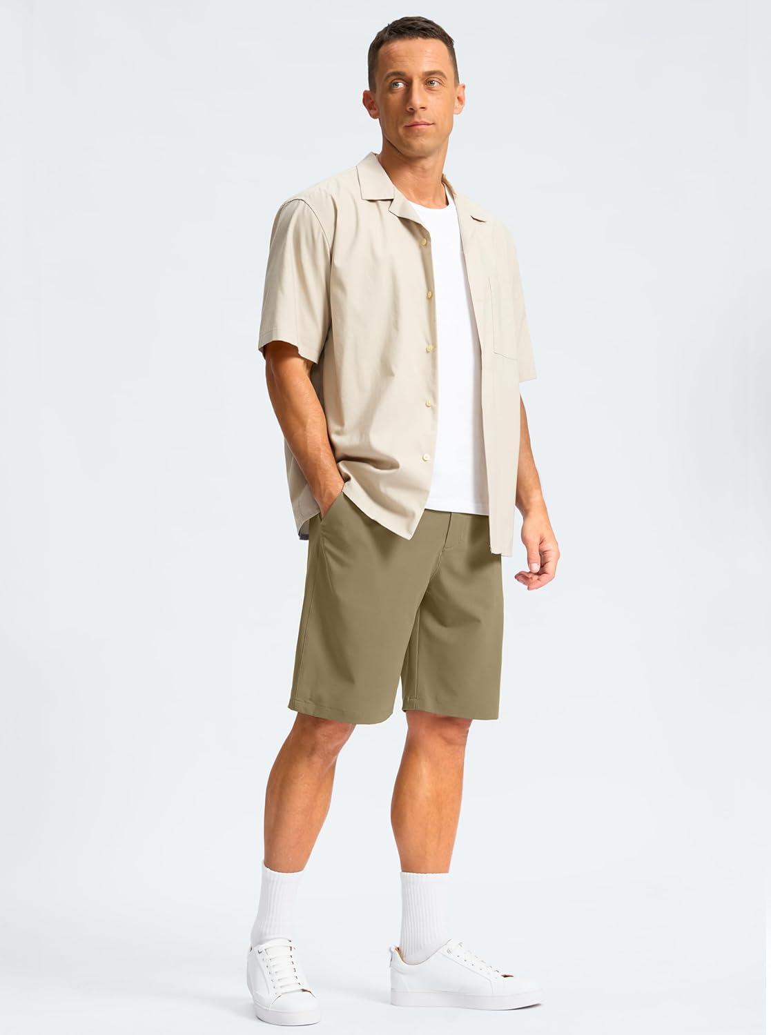 imageG Gradual Mens Casual Shorts 7 Lightweight Golf Shorts for Men Stretch with 3 Pockets Quick Dry Breathable Work ShortsDusty Khaki