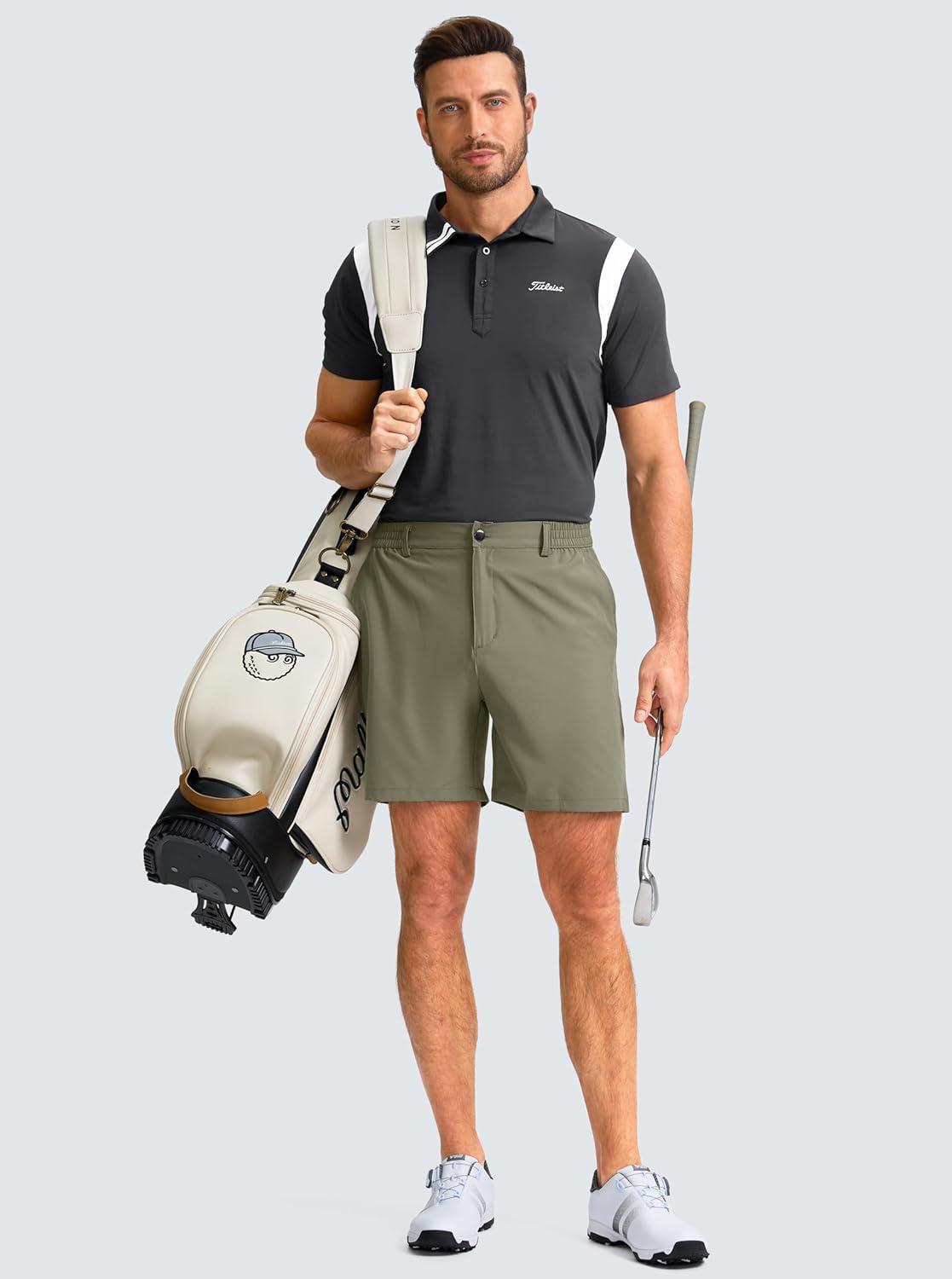 imageG Gradual Mens Casual Shorts 7 Lightweight Golf Shorts for Men Stretch with 3 Pockets Quick Dry Breathable Work ShortsGrey Sage