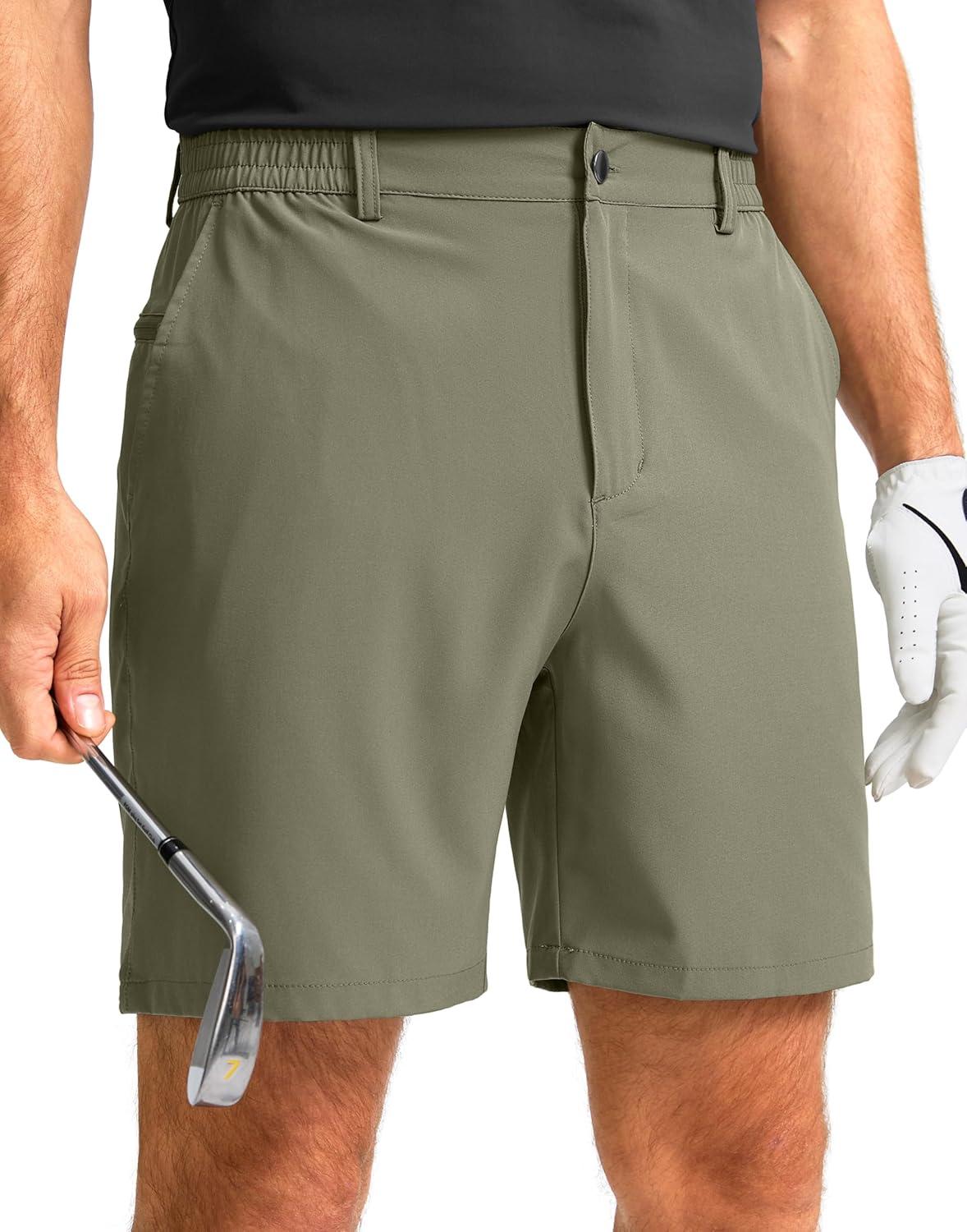 imageG Gradual Mens Casual Shorts 7 Lightweight Golf Shorts for Men Stretch with 3 Pockets Quick Dry Breathable Work ShortsGrey Sage