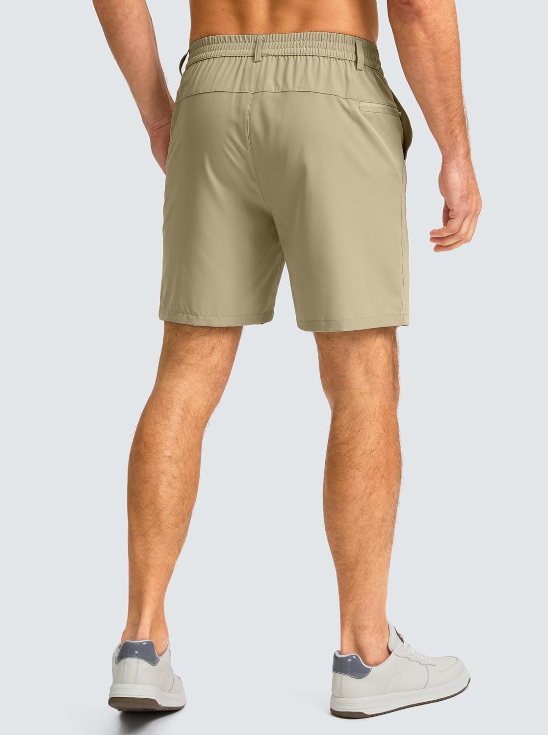 imageG Gradual Mens Casual Shorts 7 Lightweight Golf Shorts for Men Stretch with 3 Pockets Quick Dry Breathable Work ShortsKhaki