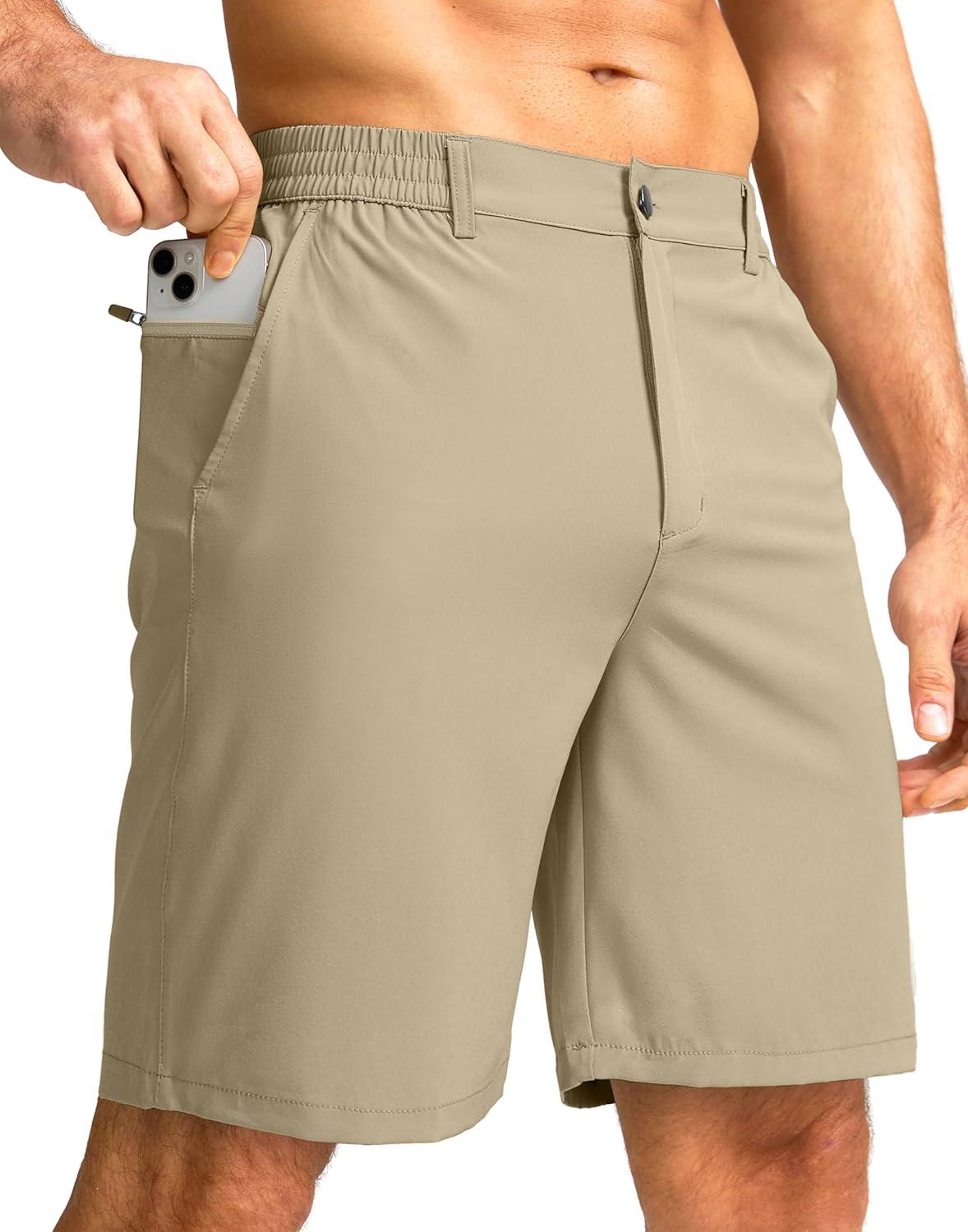 imageG Gradual Mens Casual Shorts 7 Lightweight Golf Shorts for Men Stretch with 3 Pockets Quick Dry Breathable Work ShortsKhaki