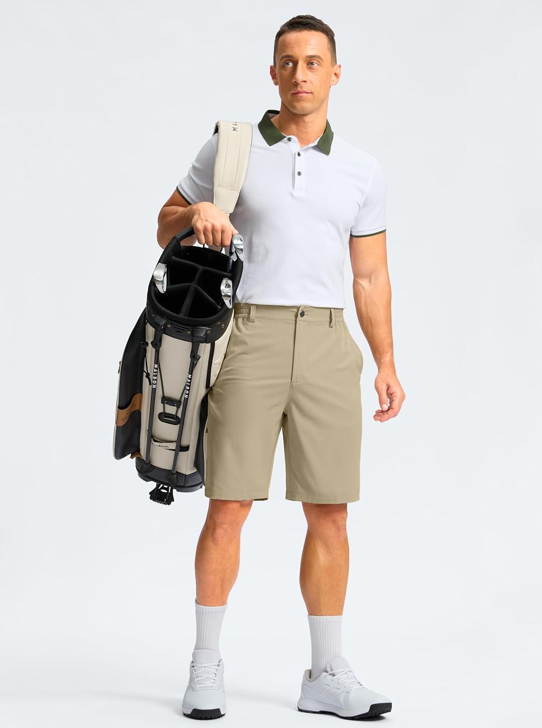 imageG Gradual Mens Casual Shorts 7 Lightweight Golf Shorts for Men Stretch with 3 Pockets Quick Dry Breathable Work ShortsKhaki