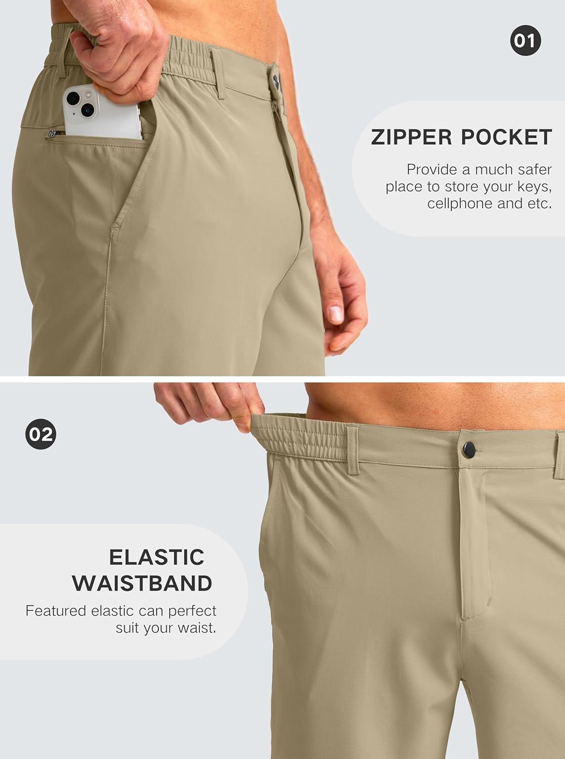 imageG Gradual Mens Casual Shorts 7 Lightweight Golf Shorts for Men Stretch with 3 Pockets Quick Dry Breathable Work ShortsKhaki