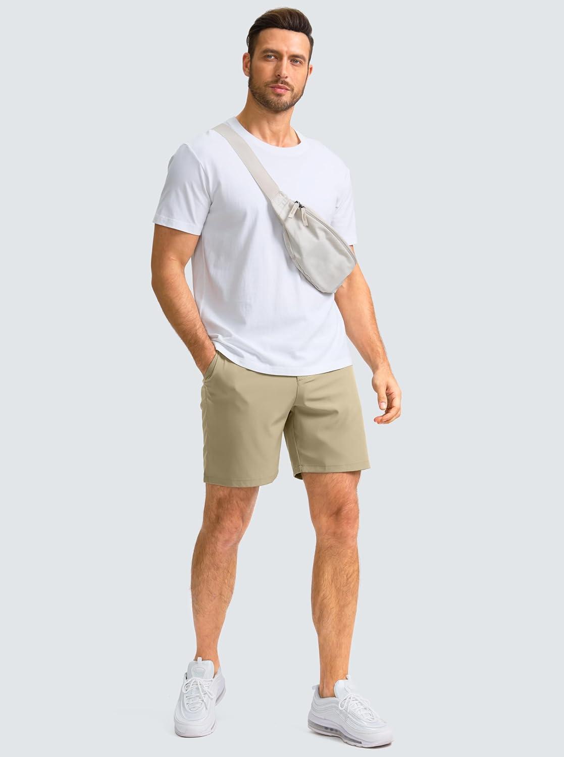 imageG Gradual Mens Casual Shorts 7 Lightweight Golf Shorts for Men Stretch with 3 Pockets Quick Dry Breathable Work ShortsKhaki