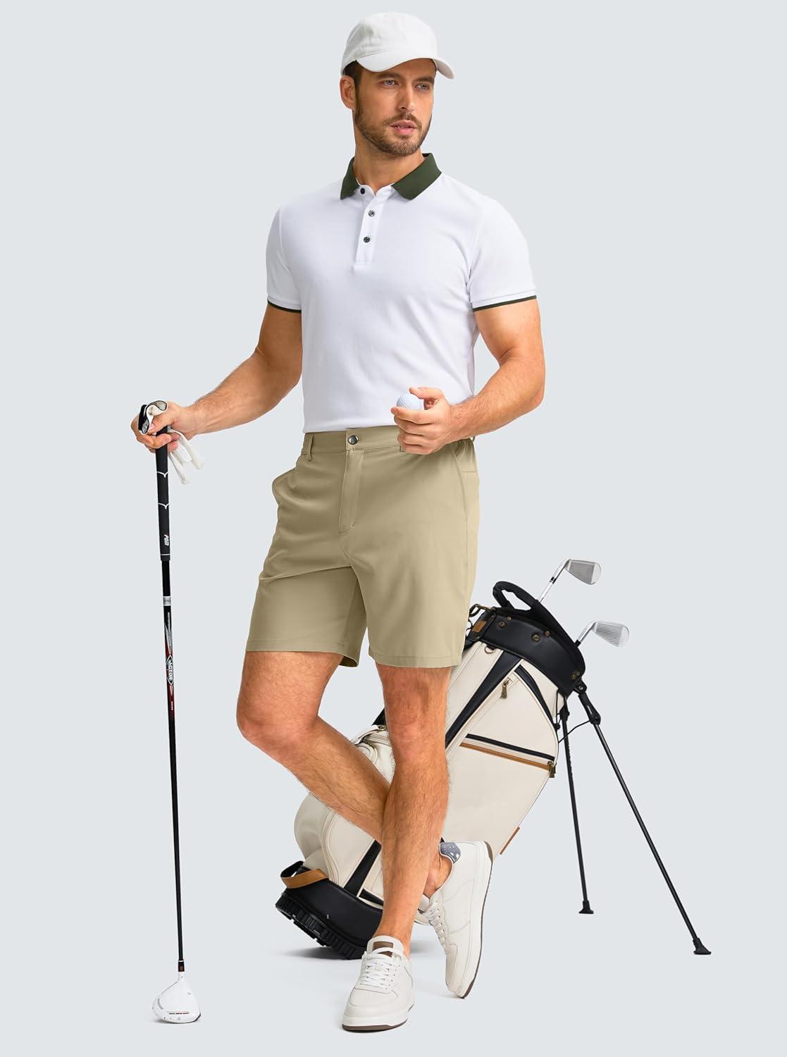 imageG Gradual Mens Casual Shorts 7 Lightweight Golf Shorts for Men Stretch with 3 Pockets Quick Dry Breathable Work ShortsKhaki